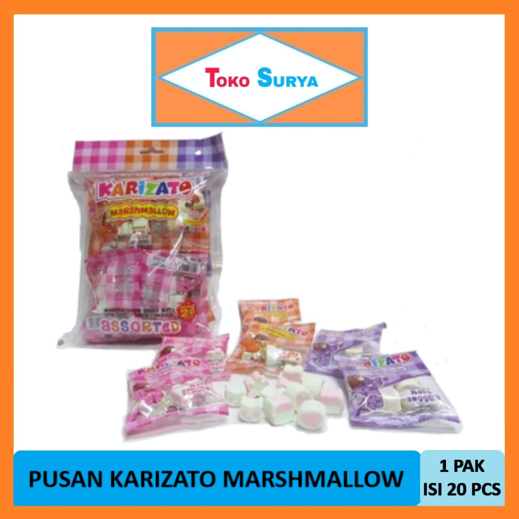 

Pusan Karizato Marshmallow Stroberi-Jeruk-Anggur Assorted 20 x 5 Gr