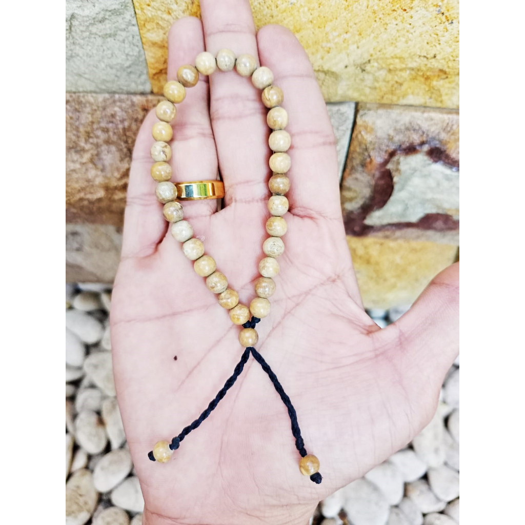 Gelang butir akar bahar putih original 6mm