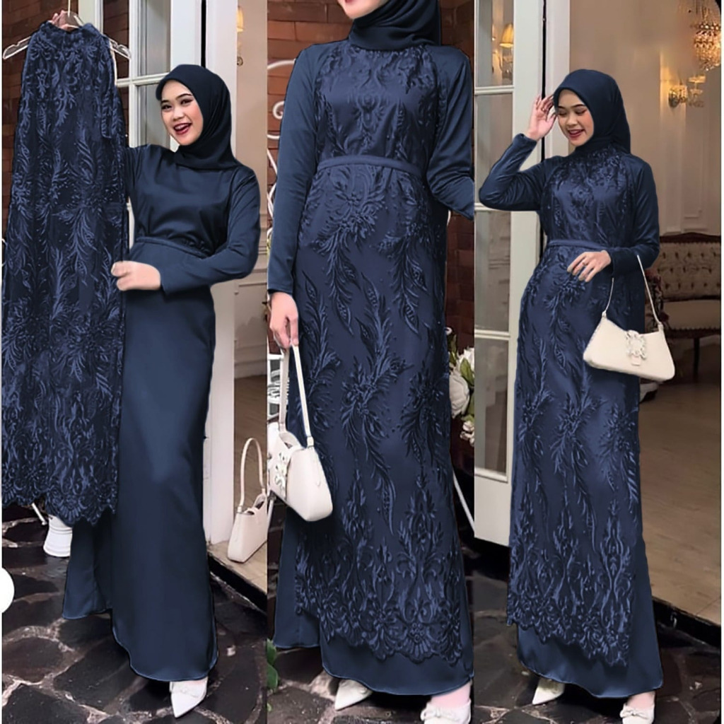 SET VABINA 2IN1 FASHION PAKAIAN WANITA INNER MAXY BUSUI VELVET DAN OUTER DRESS TANKTOP TILE MUTIARA KR