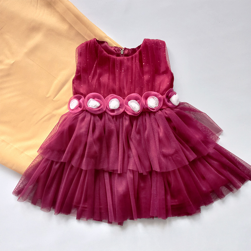 Gaun Pesta Mewah Anak Warna Marun Dress Bayi 6 12 Bulan Korea Style Import Gaun Tutu Mewah Megar Baju Bayi Newborn Pesta Maroon Natal Baptis Aqiqah Gamis Bayi NB