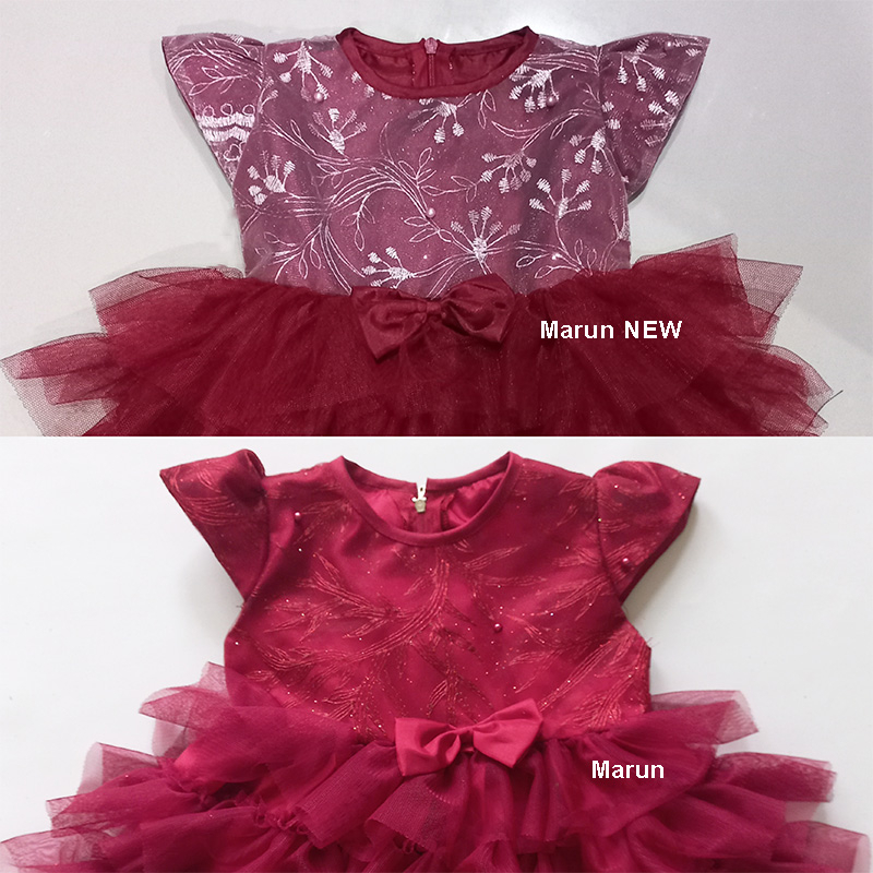 Gaun Pesta Mewah Anak Warna Marun Dress Bayi 6 12 Bulan Korea Style Import Gaun Tutu Mewah Megar Baju Bayi Newborn Pesta Maroon Natal Baptis Aqiqah Gamis Bayi NB