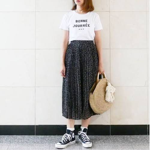 GU Uniqlo Pleated Long Leopard Skirt