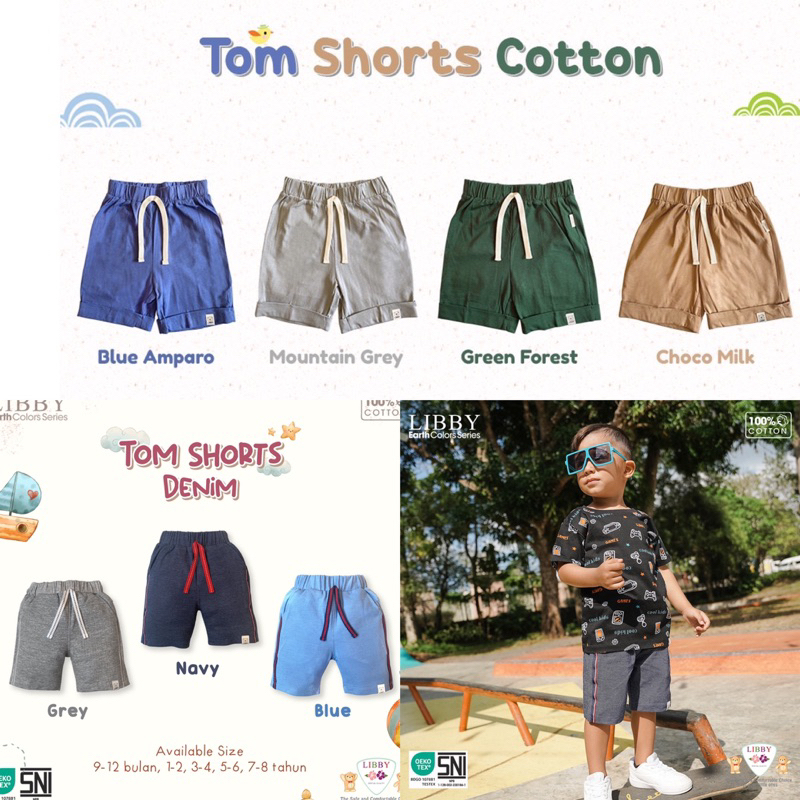 Libby TOM SHORT Cotton / TOM SHORT DENIM celana pendek anak katun dan denim