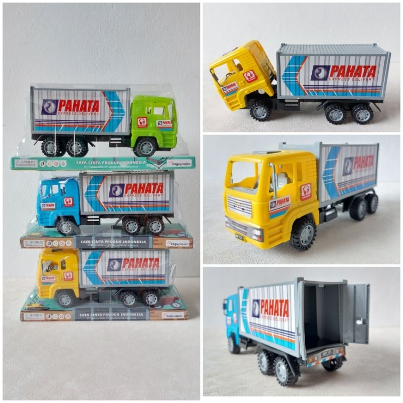 Mainan Truk Cargo Expedisi Box Muatan Barang Mobil Truk Manual