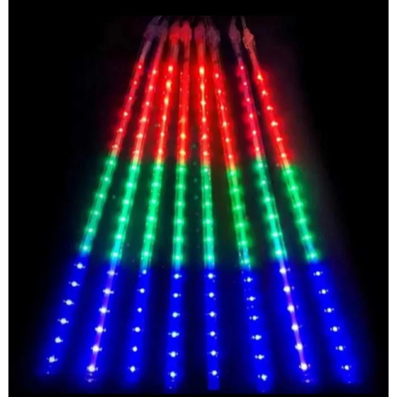 LAMPU METEOR RGB WARNA WARNI LAMPU HIAS GANTUNG METEOR 8 BATANG 50CM BAGUS KUALITAS TERJAMIN