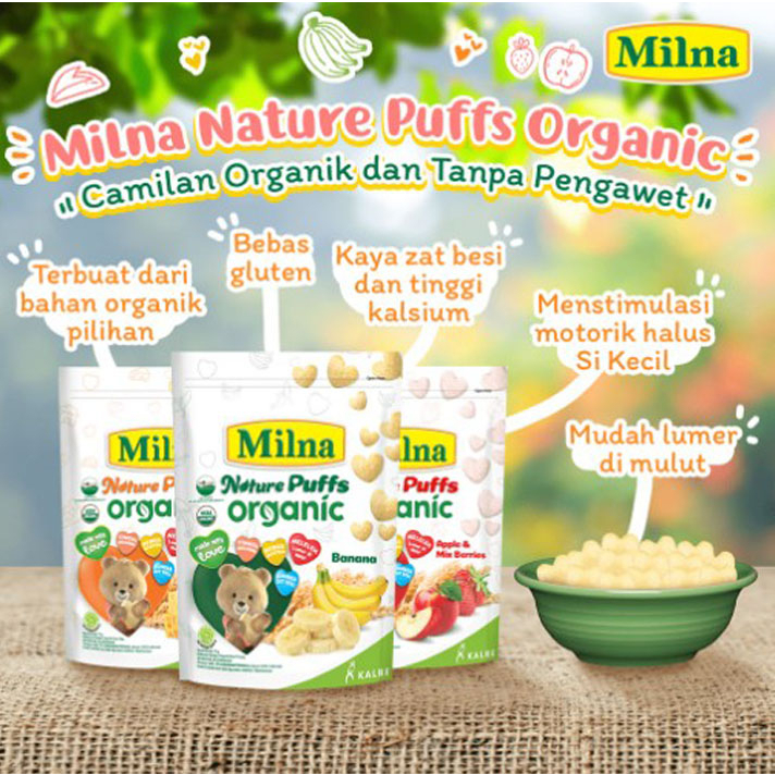 Milna Nature Puff Organic 15gr - Makanan Mpasi Snack Bayi