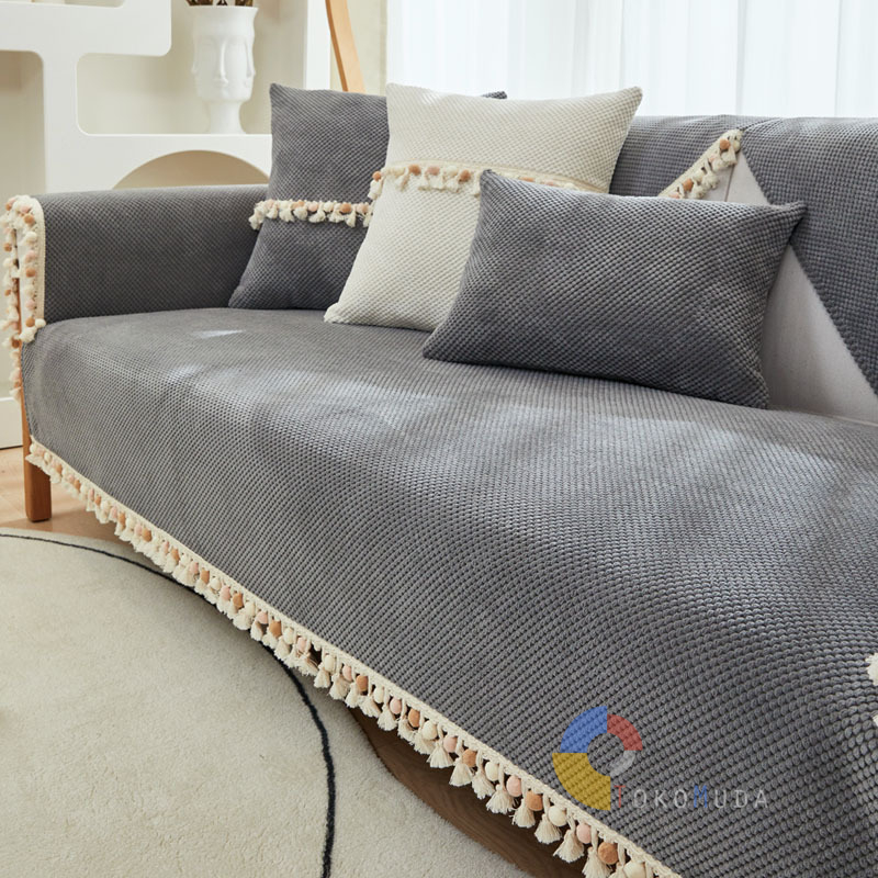 TOKOMUDA COD Cushion Mat cover Sofa Ruang Tamu Non-Slip Sofa Cover dengan Rumbai Universal Dekorasi Rumah