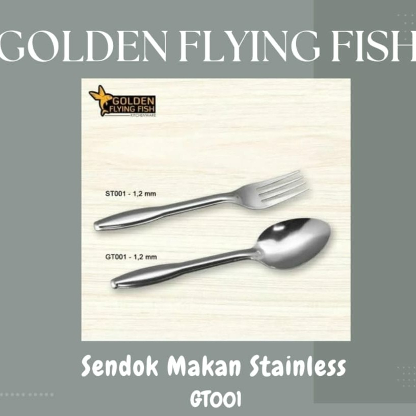 SENDOK / GARFU SM001 GT001 (1 LUSIN = 12 PCS) - SENDOK / GARFU MAKAN GOLDEN FLYING FISH