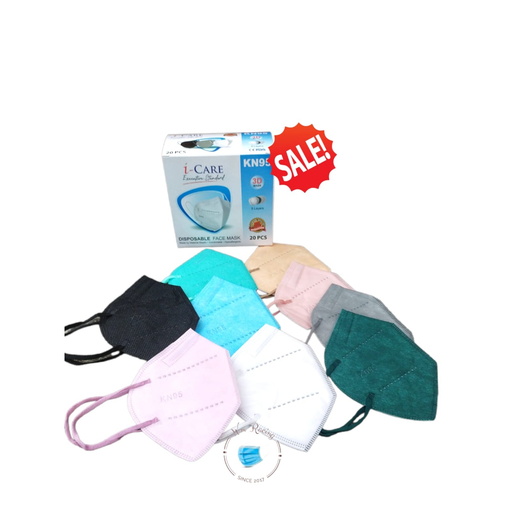 Masker 5ply KN95 Warna Earloop I-Care 3D Mask Isi 10 pc