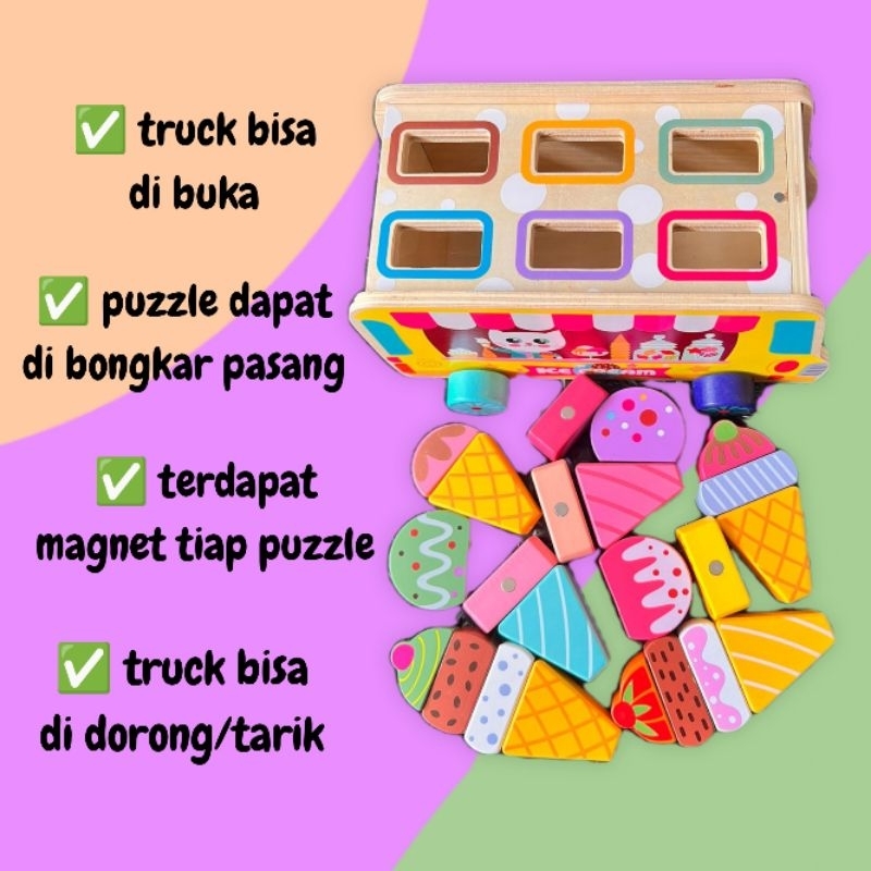 Wooden Truck Ice Cream Pretend Play