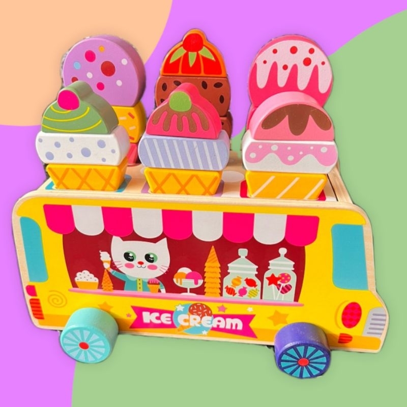 Wooden Truck Ice Cream Pretend Play