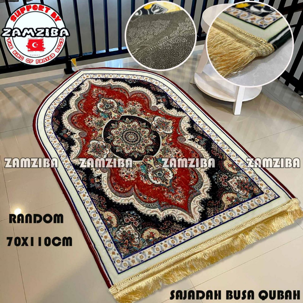 SAJADAH QUBA MOTIF ANTI SLIP DEWASA TEBAL DAN HALUS UKURAN DEWASA