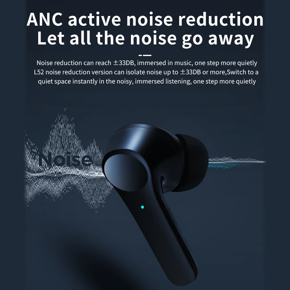 Earphone L52X Wireless LED Indikator TWS Bluetooth 5.2 Suara Jernih Anti Delay