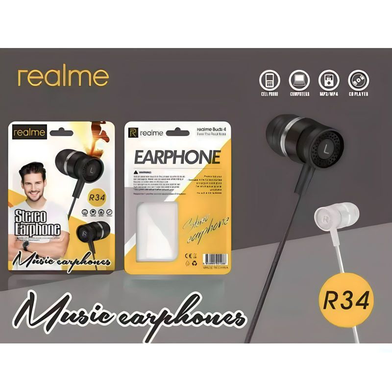 Headset / Hf realme R34 white mith stereo earphone