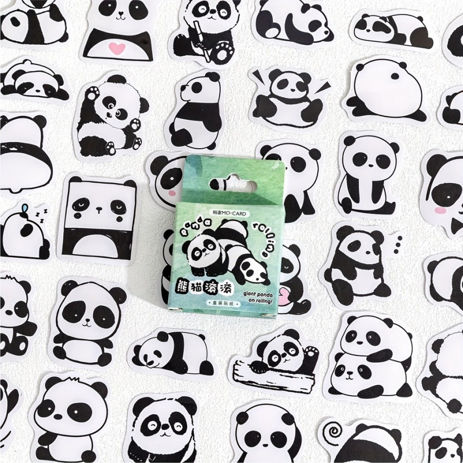 

46 Pcs Lembar/ Pack Sticker Panda Rolling Cute Deco Stikee Lucu Animal