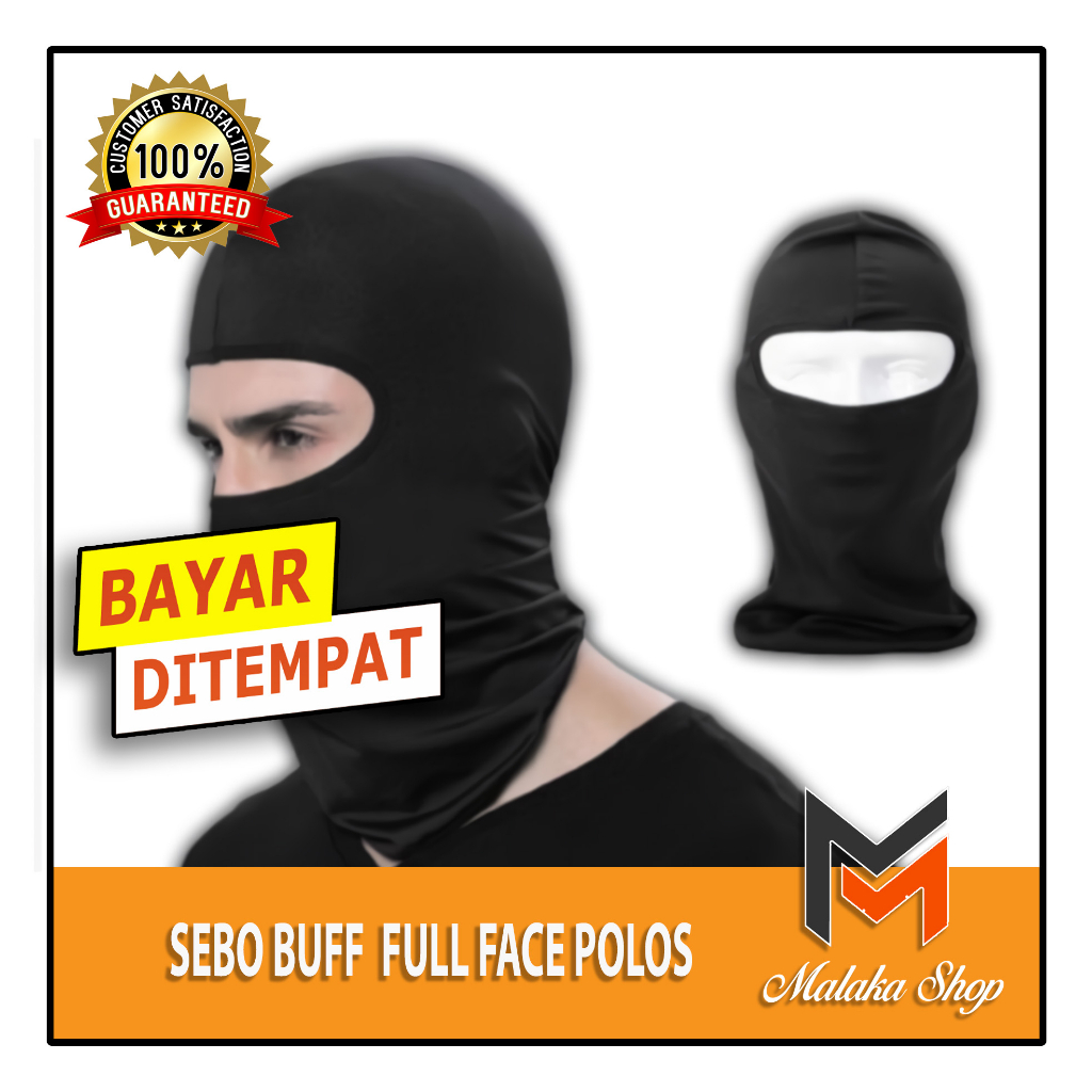 Sebo Buff masker full face motif Polos penutup muka full hitam polos