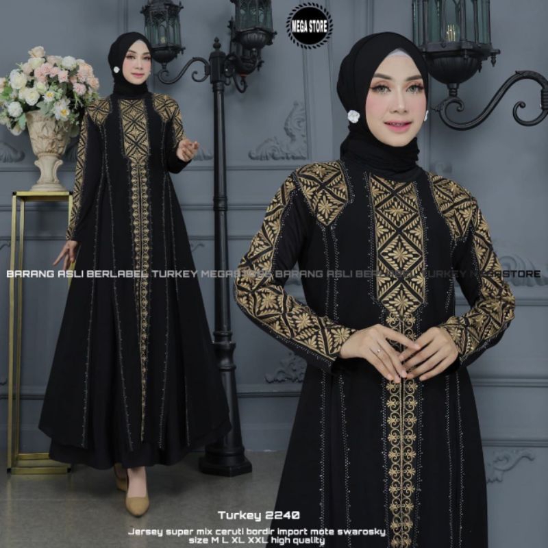 Gamis Abaya Turkey 2240 Mega Store Longdress Busana Muslimah