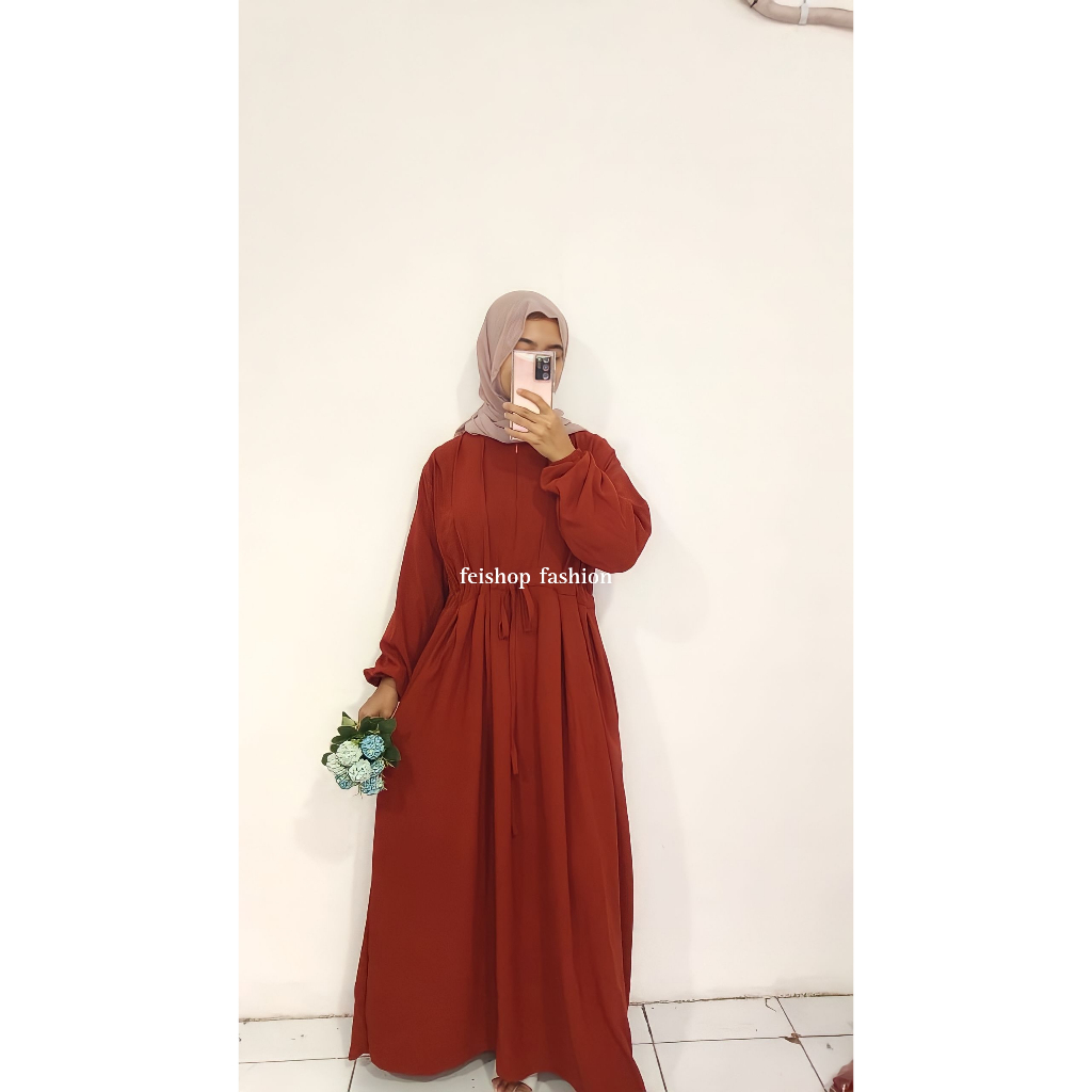 Melia Dress Gamis Polos Crinkle Airflow Gamis Busui