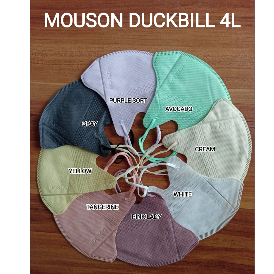 Duckbill Mouson Alkindo Embos Garis 4 ply Mix Warna Hitam Putih Abu  White Black Grey Terbaru Tebal Premium Mask Original Mirip SENSI 1 Box 50 Pcs