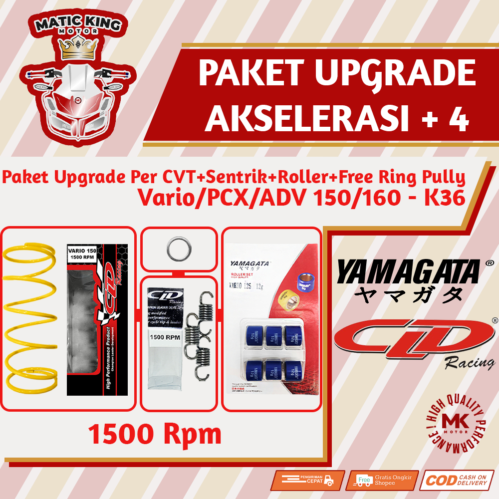 Paket Upgrade Per CVT + Sentrik + Roller Honda Beat Vario Scoopy PCX Genio Deluxe Spacy YAMAGATA CLD 1000/1500 RPM