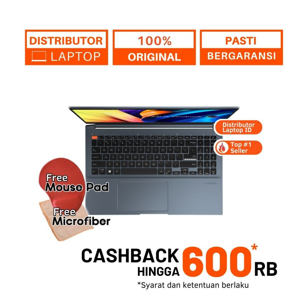 LAPTOP ASUS VIVOBOOK PRO 15 K6502ZC / CORE i5 12450H RTX 3050 / RAM 16GB 512GB SSD / 15 INCH 2.8k OLED / WINDOWS 11 OHS - CICILAN 0%