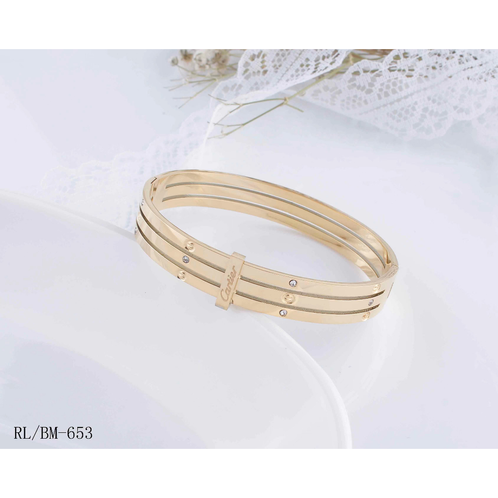 Gelang Titanium 3Susun Permata Perhiasan Wanita 653