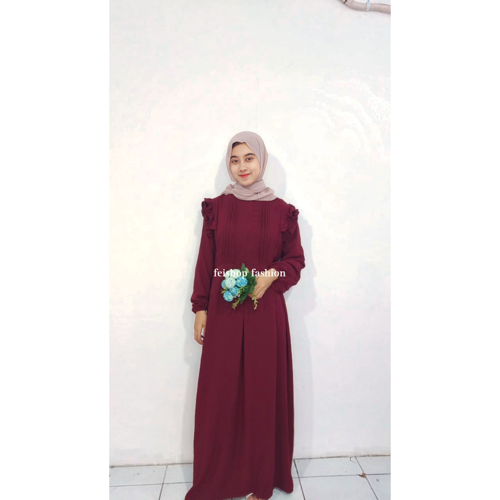 Sandira Gamis | Gamis Muslim Kancing Busui | Maxy Dress | Gamis Rampel Crinkle Airflow