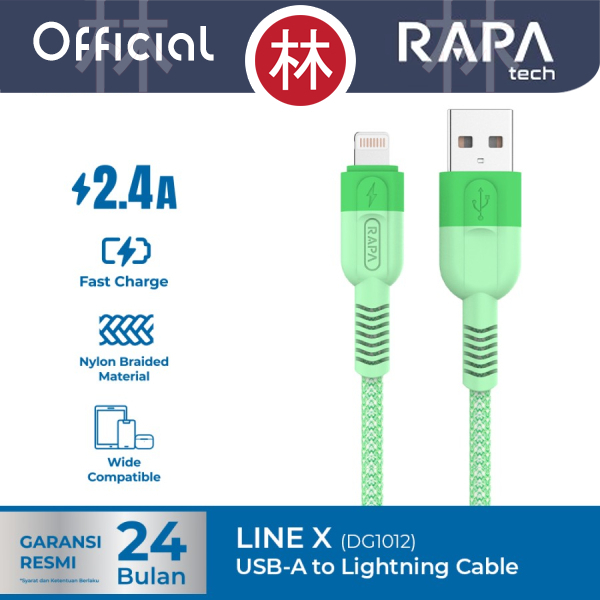 RAPAtech DG1012 - LINE X - USB-A to Lightning Data Cable 2.4A 1M