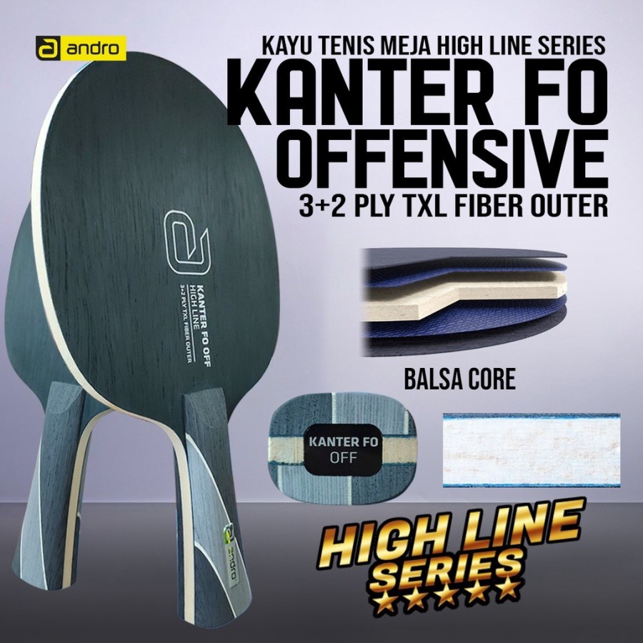 kayu Bet Tenis Meja ANDRO KANTER FO OFF Fibre Outer Offensive FL