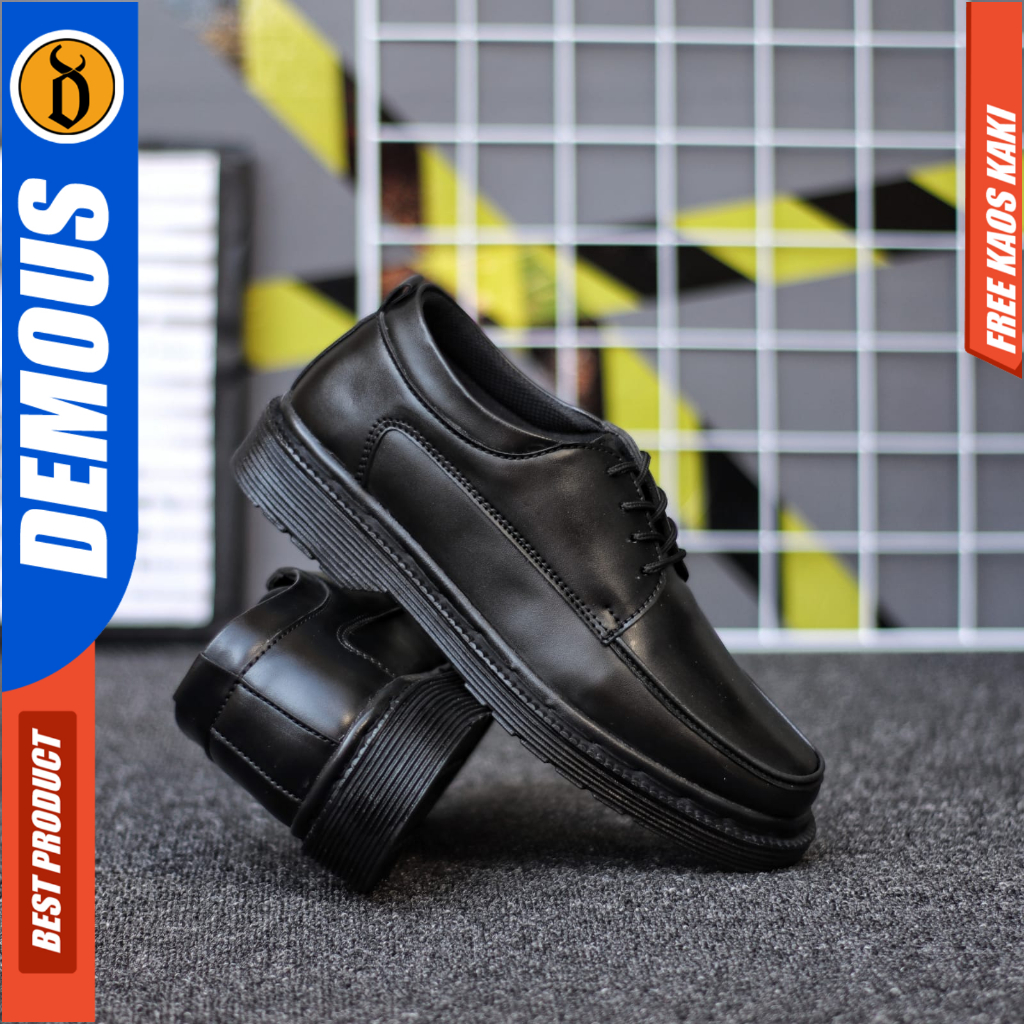 Sepatu Docmart Low Boots Formal Pantofel Kerja Casual Hitam Pria