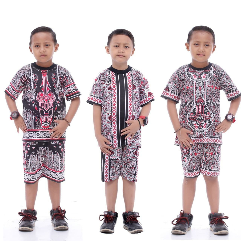 Setelan Kaos Batik Etnik Anak Laki Laki Dan Perempuan Usia 1-8 Tahun / Setelan Anak / Setelan Barong Bali / Setelan Bali Anak / Setelan Barong Bayi / Setelan Barong