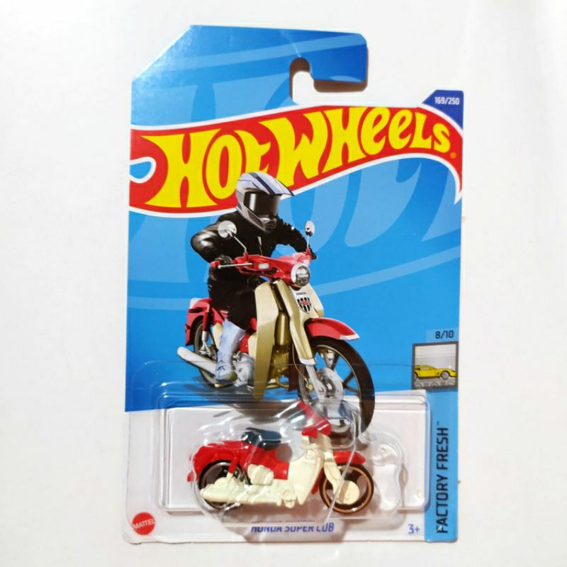 diecast hotwheels motor honda super cub merah tua hw moto