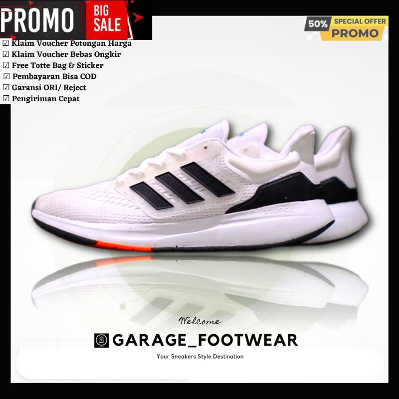SNEAKER ADIDAS EQT21 RUNNING WHITE BLACK ORANGE RED ORIGINAL BNIB - ADIDAS EQT21 RUN WHITE BLACK SOL