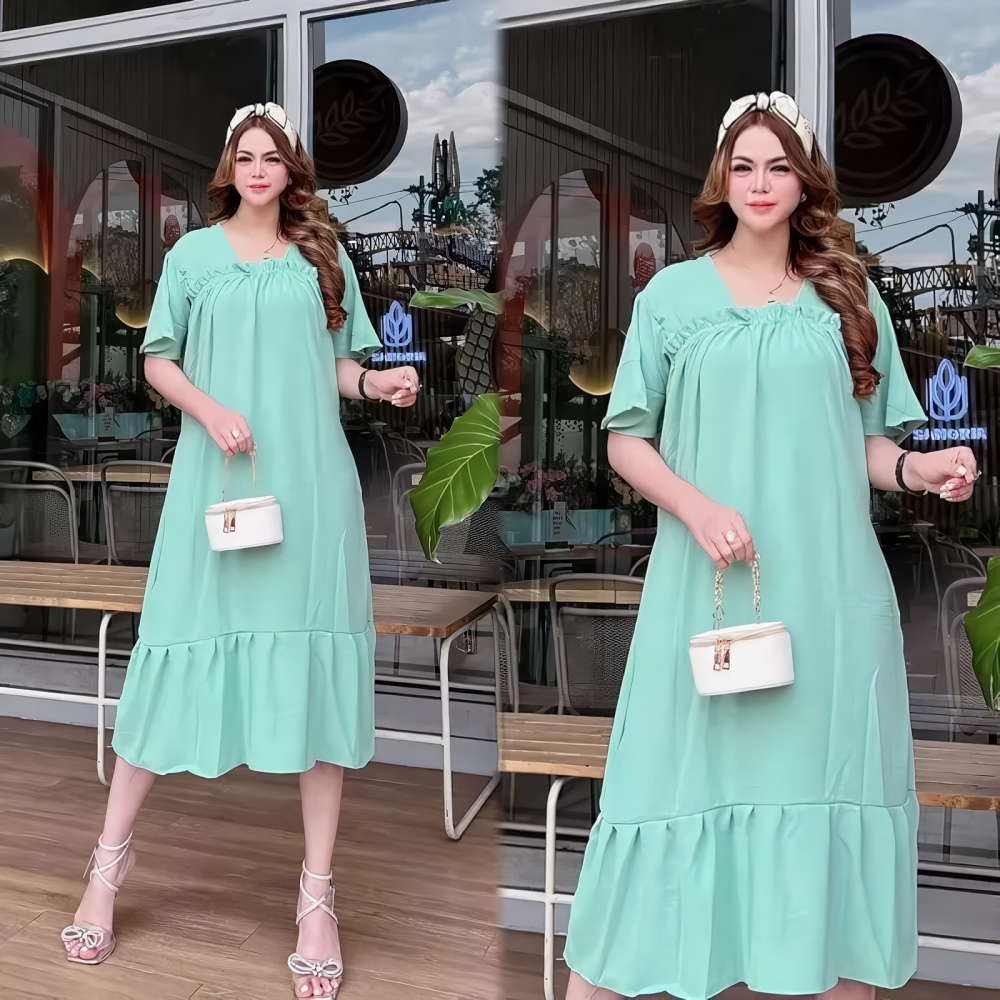 DRESS FUJI BAHAN CRINCLE AIRFLOW / HOMEDRESS LAURA KERUT PREMIUM