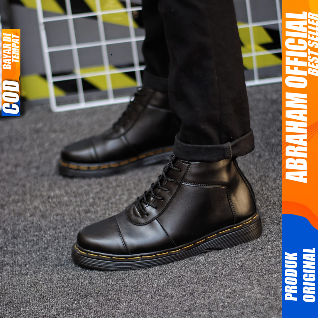 Sepatu Formal Pantofel Boots Docmart Casual Kerja Hitam Pria