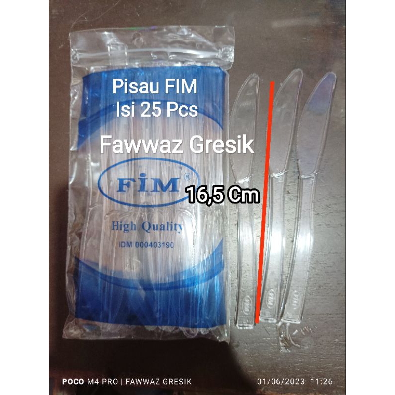 (25 Pcs) Pisau Makan Plastik / Pisau Kue Brownis Tart / Pisau Stick FIM