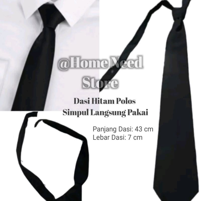 Dasi Hitam Polos/Dasi Kerja Pria Wanita/Dasi Magang/ Dasi sekolah Hitam