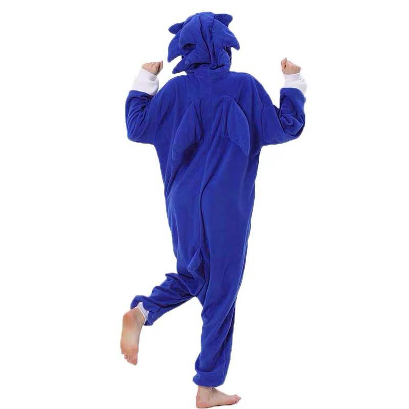 BAJU ONESIE KOSTUM SUPER SONIC THE HEDGEHOG LANDAK BIRU PIYAMA KIGURUMI