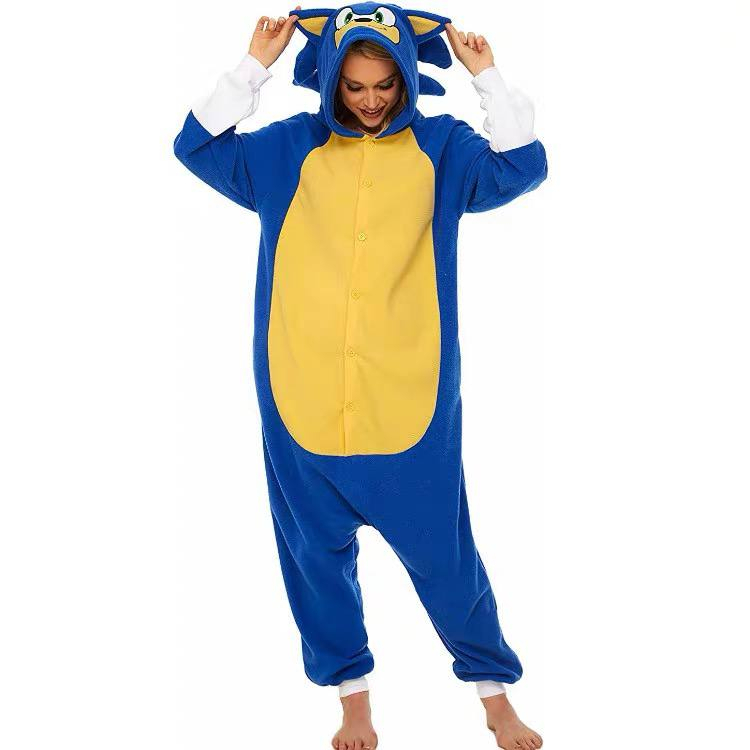 BAJU ONESIE KOSTUM SUPER SONIC THE HEDGEHOG LANDAK BIRU PIYAMA KIGURUMI