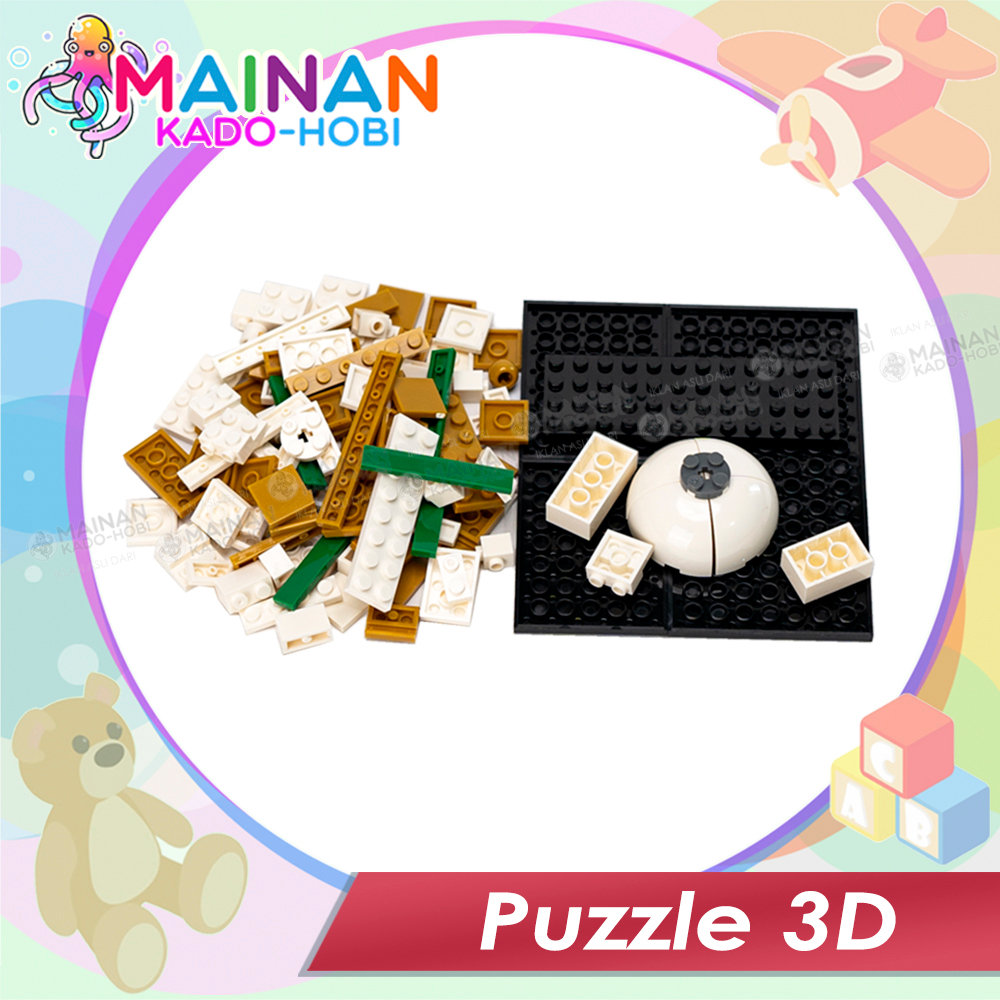 HADIAH ULANG TAHUN MAINAN EDUKASI ANAK PUZZLE 3D BALOK SUSUN KARAKTER ISLAMI MASJID