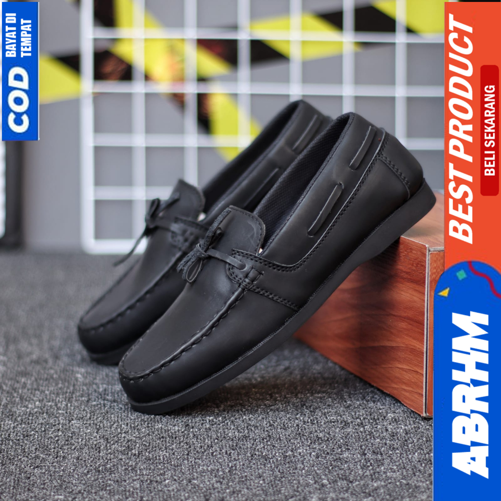 ABRHM Sepatu Formal Pantofel Casual kerja Hitam Pria