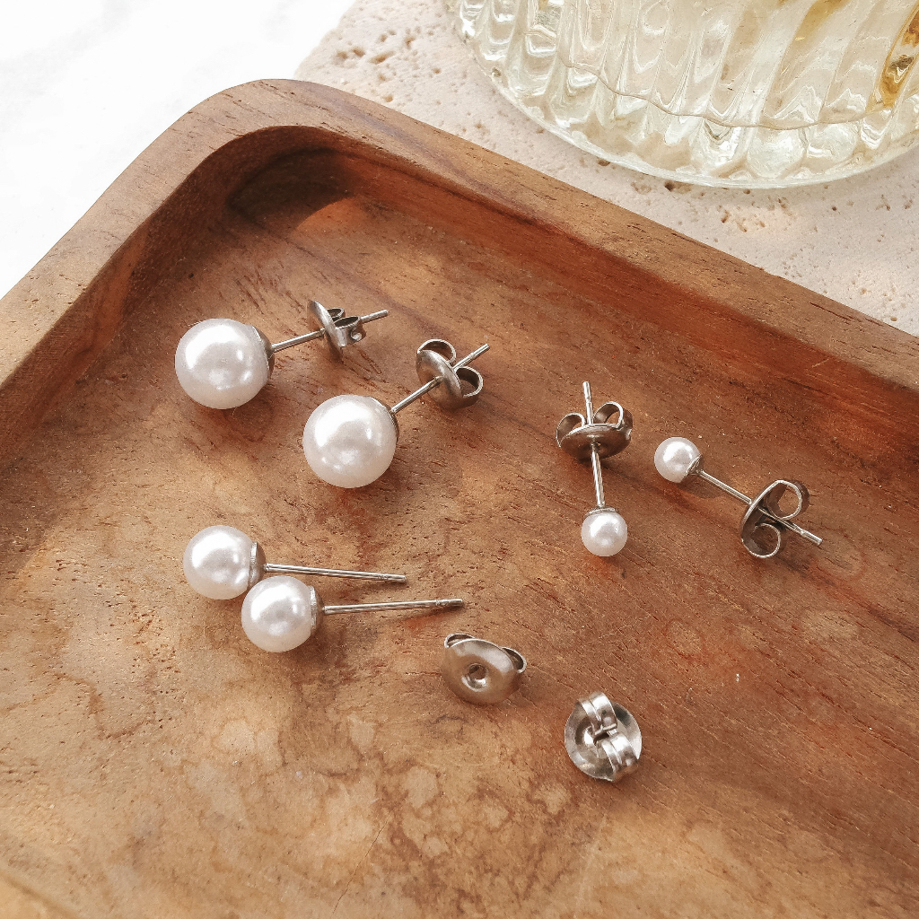 (ANTI KARAT) ANTING BASIC PEARL / ANTING MUTIARA (PAULA EARRINGS) - STAINLESS STEEL