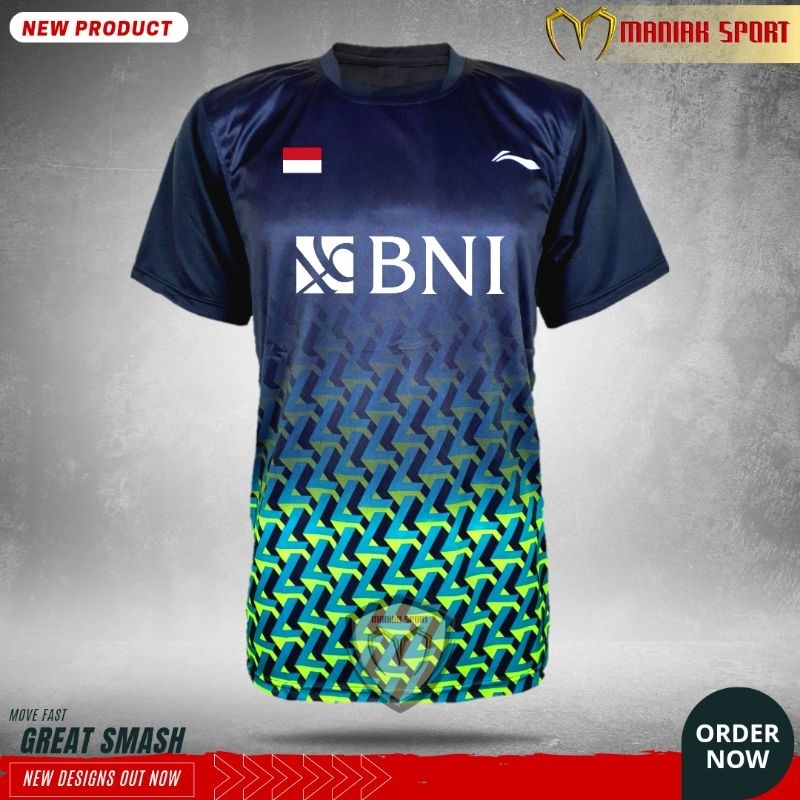 KBAS03- FREE SABLON NAMA‼️KAOS BADMINTON BAJU BULUTANGKIS LN ROW JERSEY PRINTING PREMIUM