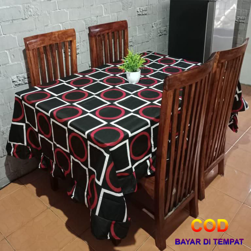 ✅COD Taplak Meja Makan 6 Kursi 140x200 Kain Katun Model Rumbai Dekorasi Kitchen Set Perlengkapan Dapur Rumah