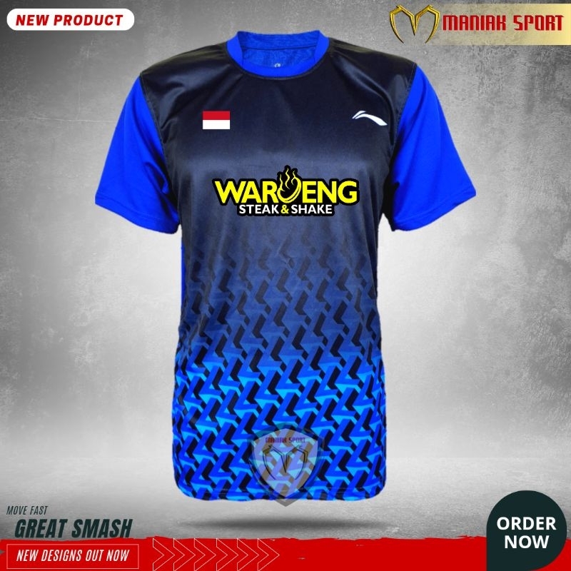 KBAS03- FREE SABLON NAMA‼️KAOS BADMINTON BAJU BULUTANGKIS LN ROW JERSEY PRINTING PREMIUM