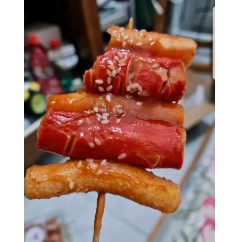 

korean street food sotuk sotteok (sosis+tteok)