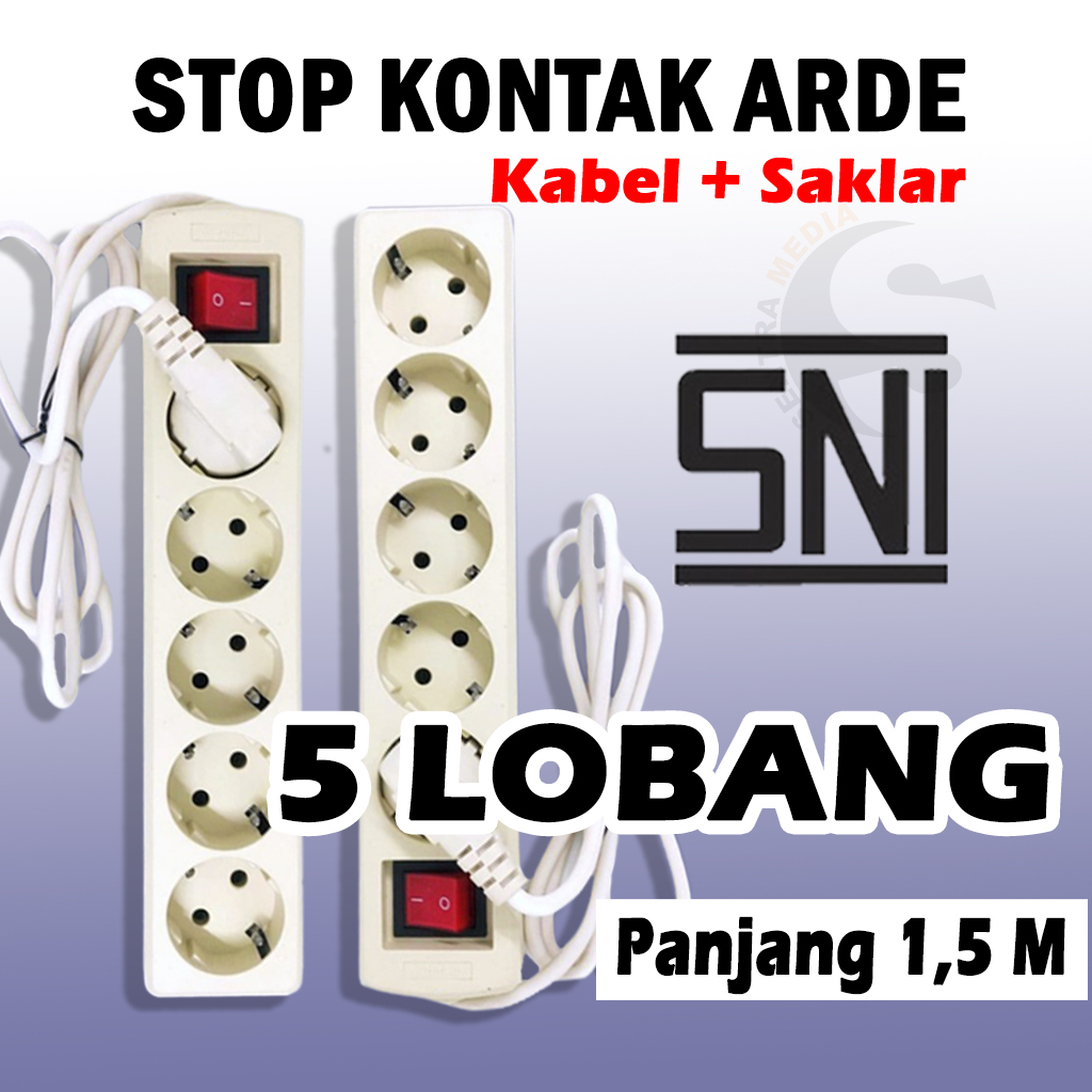 STOP KONTAK ARDE + KABEL /COLOKAN LISTRIK  PANJANG KABEL 1,5 - 3 METER