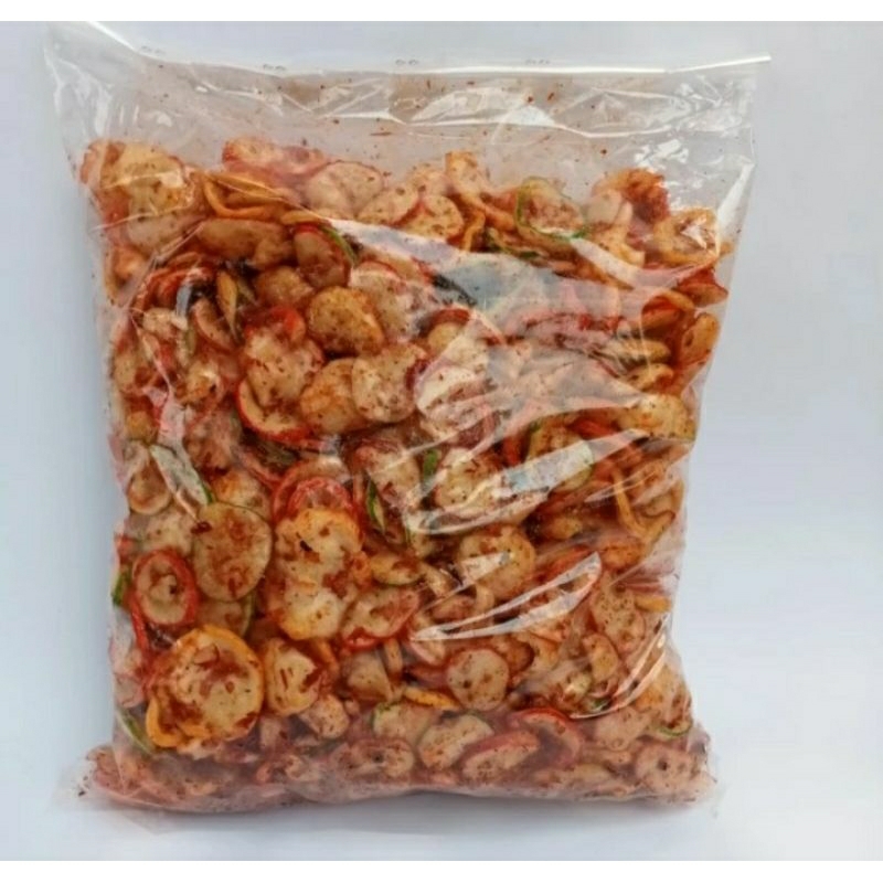 

kerupuk Seblak kering Pedas wangi daun jeruk kemasan 125 gram
