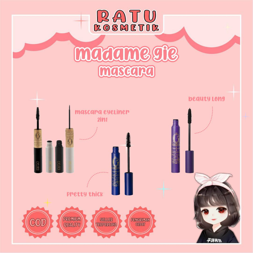 ❤ RATU ❤ Madame Gie Gorgeus Wink Celebs Pretty Beauty Long - Make Up | Mascara Eyeliner 2in1 | Waterproof Maskara
