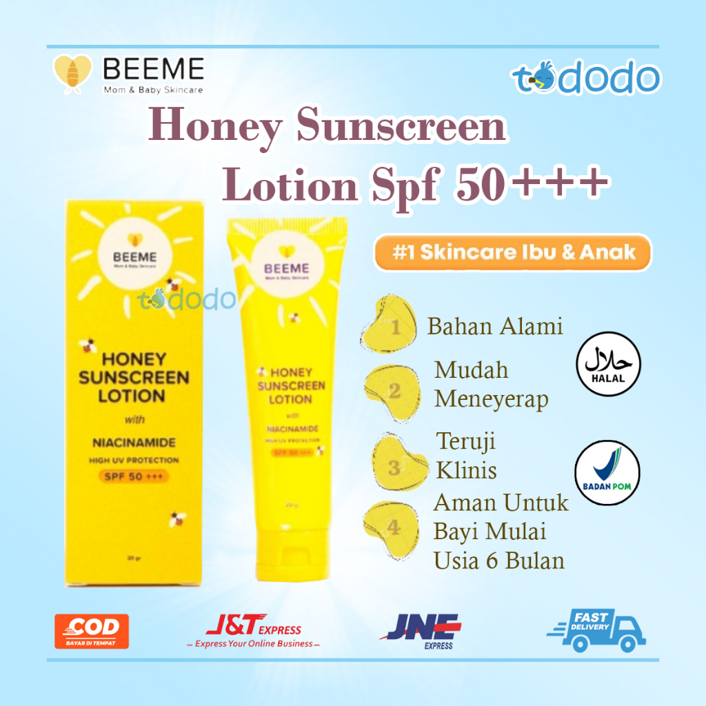 Suncreen Ibu dan Anak Beeme Honey Lotion with Niacinamide SPF 50+++ 20gr